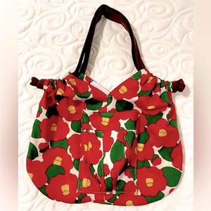 New! Hand made Floral Red and Green Women's Fabric Bag